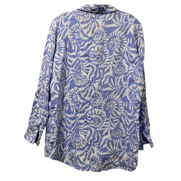 Nicole Miller Medium European Flax 100% Linen Lavender Periwinkle Button Down B7 - Picture 3 of 5